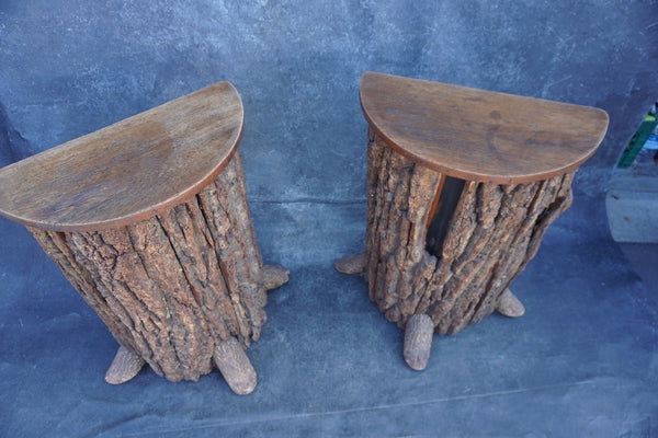 Pair of Tall Rustic Tree Stump Bars circa 1920s F2657