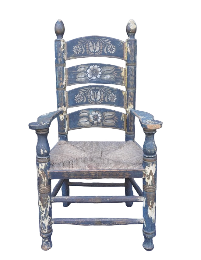 Mexican Colonial Rush Seat Chair circa 1920s F2670