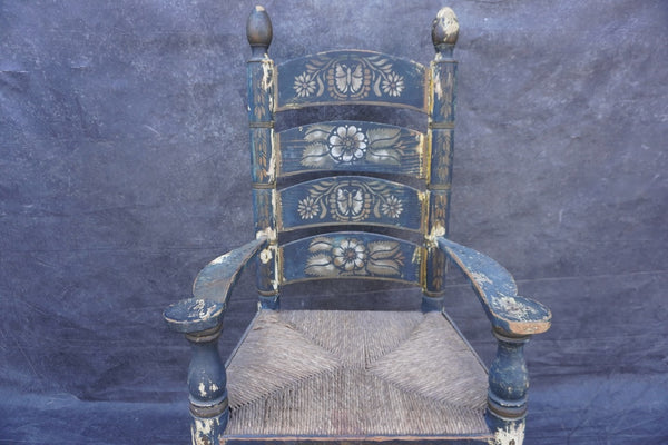 Mexican Colonial Rush Seat Chair circa 1920s F2670