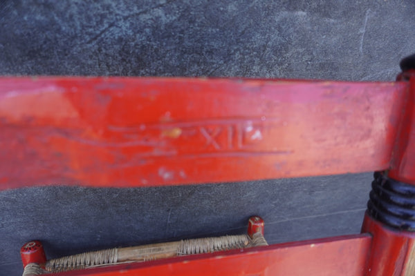 Mexican Colonial Rush Seat Chair in Red & Black 1930s F2671