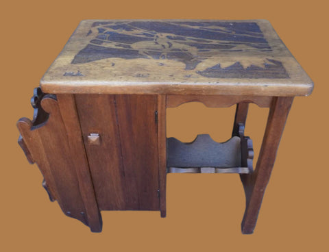 Kroehler Del Rey Multipurpose Table with Iconic End of the Road  Indian Brave Carved in Low Relief F2676