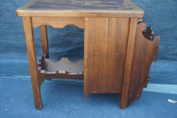 Kroehler Del Rey Multipurpose Table with Iconic End of the Road  Indian Brave Carved in Low Relief F2676