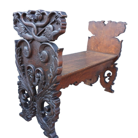 Mediterranean Gothic Bench 19th Century F2688