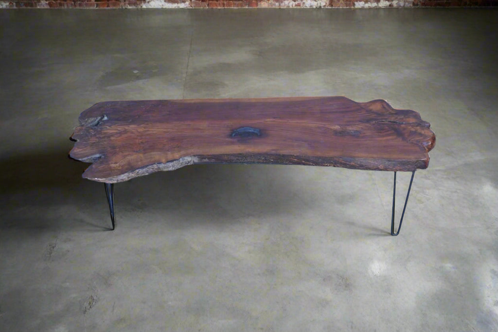 Mid-Century Raw Slab Live-Edge Walnut Coffee Table F2729