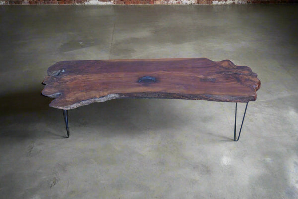 Mid-Century Raw Slab Live-Edge Walnut Coffee Table F2729