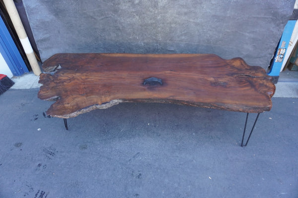 Mid-Century Raw Slab Live-Edge Walnut Coffee Table F2729