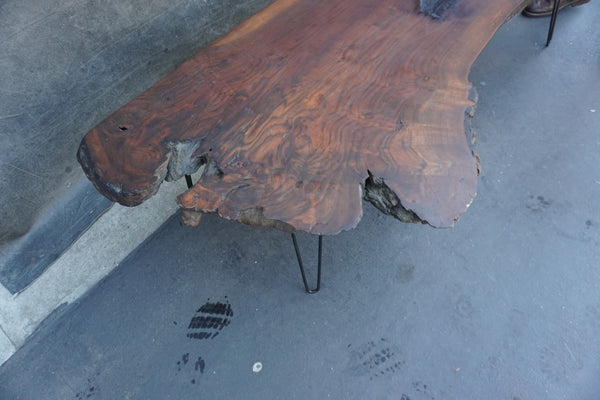 Mid-Century Raw Slab Live-Edge Walnut Coffee Table F2729