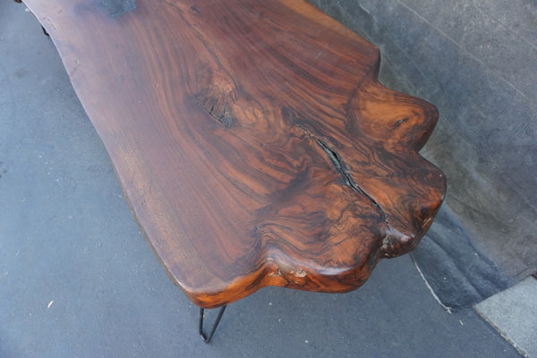 Mid-Century Raw Slab Live-Edge Walnut Coffee Table F2729