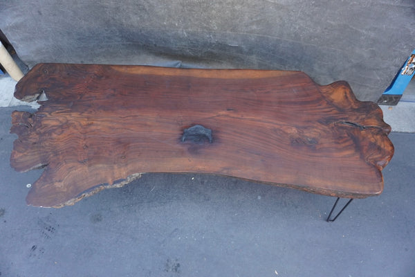Mid-Century Raw Slab Live-Edge Walnut Coffee Table F2729