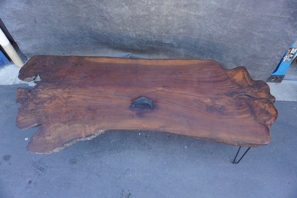 Mid-Century Raw Slab Live-Edge Walnut Coffee Table F2729