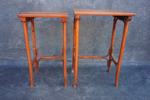 2 Thonet Nesting Tables in Imitation Bamboo Style in Orange Finish  F2733
