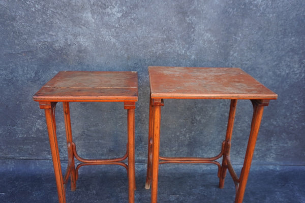 2 Thonet Nesting Tables in Imitation Bamboo Style in Orange Finish  F2733