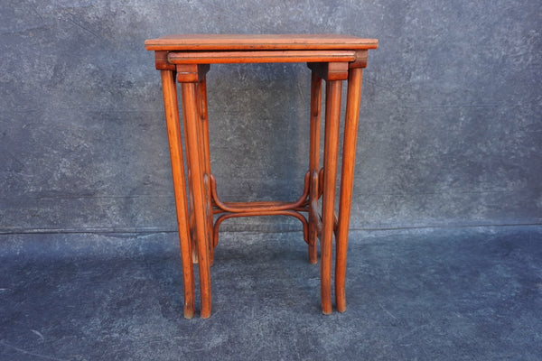 2 Thonet Nesting Tables in Imitation Bamboo Style in Orange Finish  F2733