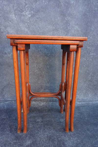 2 Thonet Nesting Tables in Imitation Bamboo Style in Orange Finish  F2733