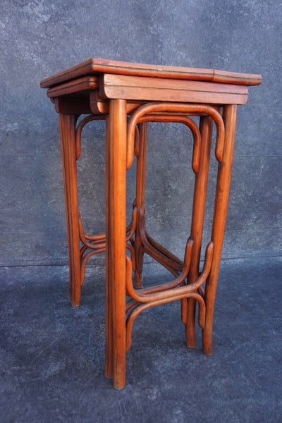 2 Thonet Nesting Tables in Imitation Bamboo Style in Orange Finish  F2733