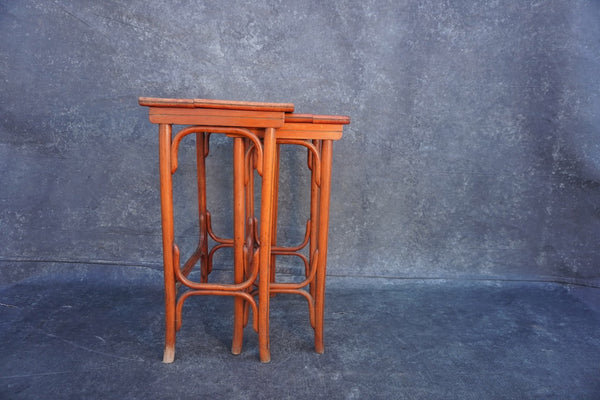 2 Thonet Nesting Tables in Imitation Bamboo Style in Orange Finish  F2733