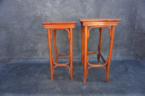 2 Thonet Nesting Tables in Imitation Bamboo Style in Orange Finish  F2733