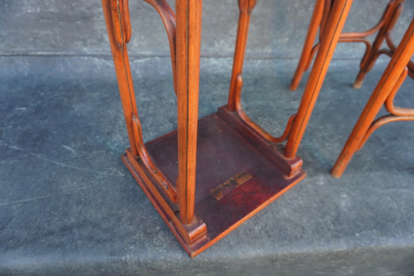 2 Thonet Nesting Tables in Imitation Bamboo Style in Orange Finish  F2733
