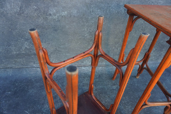 2 Thonet Nesting Tables in Imitation Bamboo Style in Orange Finish  F2733
