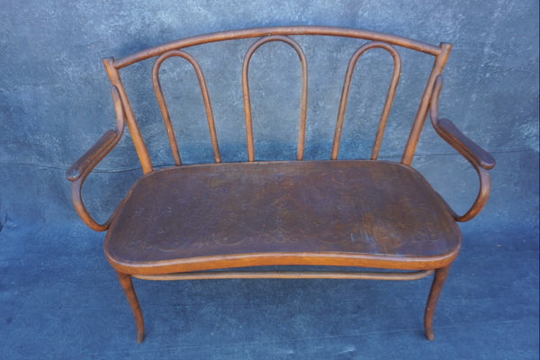 Gebruder Thonet Embossed Seat Bentwood Bench F2740