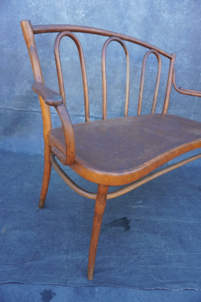 Gebruder Thonet Embossed Seat Bentwood Bench F2740