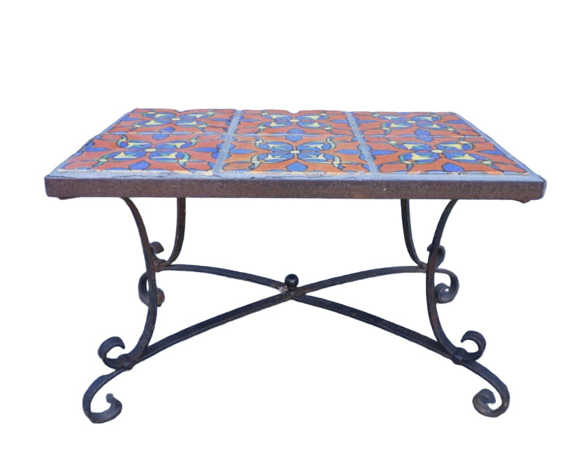 Malibu 6-Tile Sidetable with Wrought Iron Base F2754