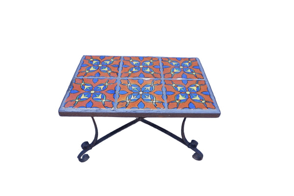 Malibu 6-Tile Sidetable with Wrought Iron Base F2754