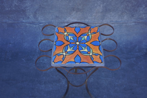 Malibu Tile Drink-Table with Wrought Iron Base F2756