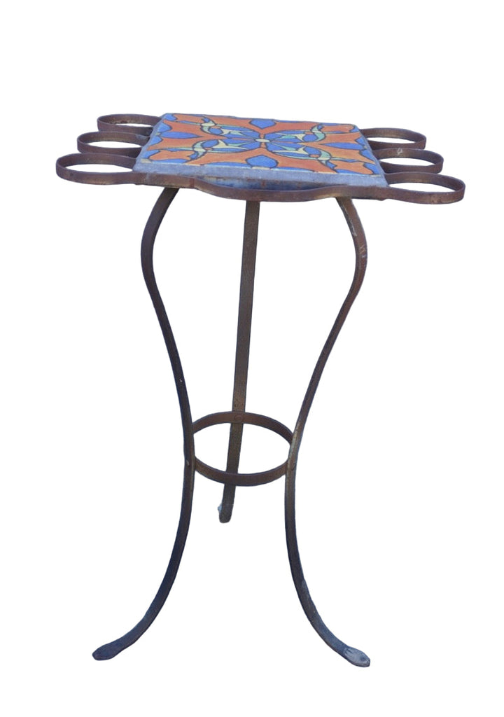 Malibu Tile Drink-Table with Wrought Iron Base F2756