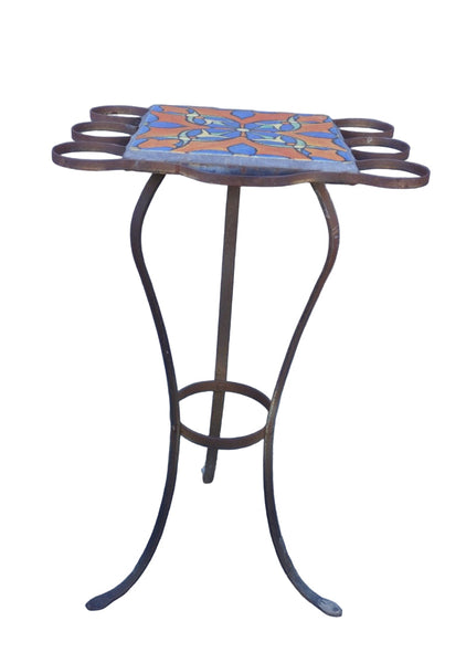 Malibu Tile Drink-Table with Wrought Iron Base F2756