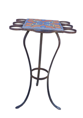 Malibu Tile Drink-Table with Wrought Iron Base F2756