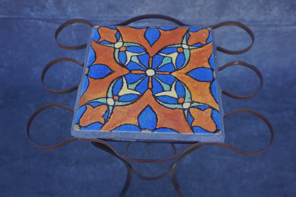 Malibu Tile Drink-Table with Wrought Iron Base F2756