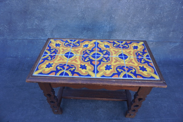 Custom D&M Tile Table with Mahogany Base F2758
