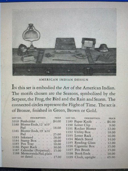 Tiffany Studios Bronze American Indian Motif Desk Set Complete 10 Pieces 1902-1919 A3021