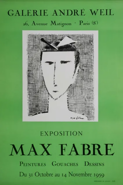 Max Fabre (1928-2021 )Two Men at a Table - Modernist Painting c 1959 P3125