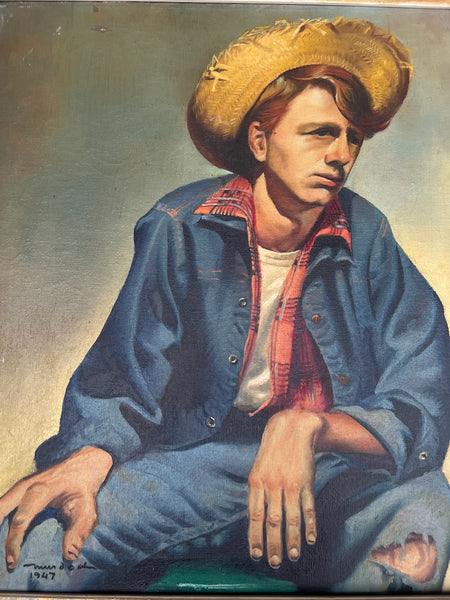 Frank Nash Murdoch (1925-1996) Cowhand - Oil on Canvas dated 1947 P3291