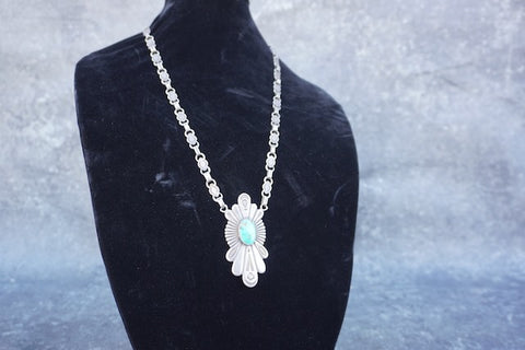 Navajo Sandcast Fred Harvey Chain Necklace J610