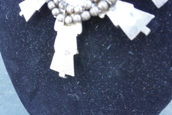 Frank Yazzie - Kachina Dancer Squash Blossom Necklace - Silver & Turquoise J619