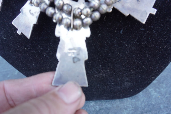 Frank Yazzie - Kachina Dancer Squash Blossom Necklace - Silver & Turquoise J619