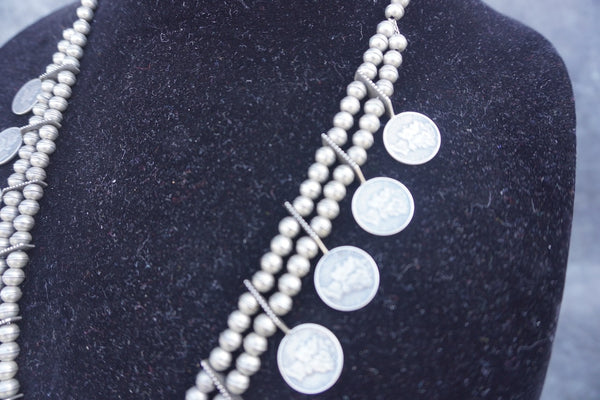 Native American Squash Blossom Necklace with Liberty Dimes J626