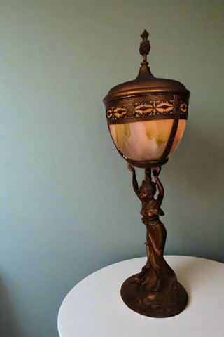 Spelter (Zinc) Art Nouveau Boudoir Table/Pedestal Lamp 1915-1920 L771