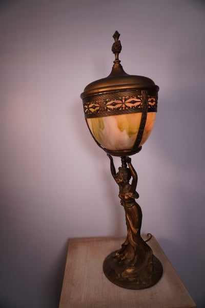 Spelter (Zinc) Art Nouveau Boudoir Table/Pedestal Lamp 1915-1920 L771
