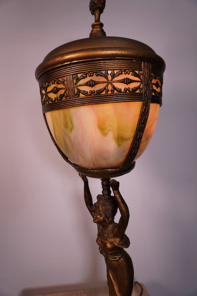 Spelter (Zinc) Art Nouveau Boudoir Table/Pedestal Lamp 1915-1920 L771