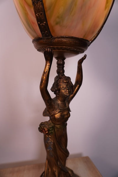 Spelter (Zinc) Art Nouveau Boudoir Table/Pedestal Lamp 1915-1920 L771