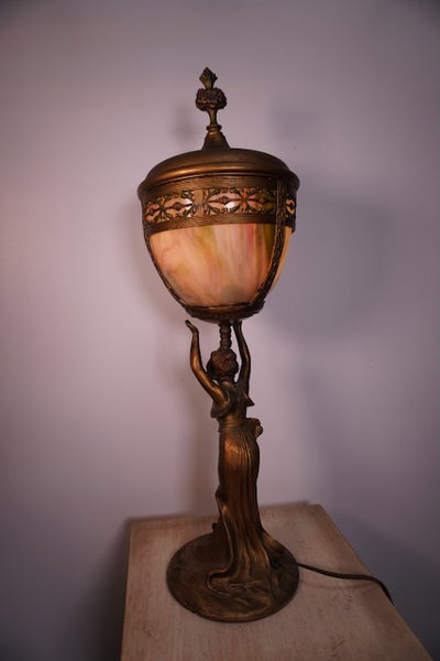 Spelter (Zinc) Art Nouveau Boudoir Table/Pedestal Lamp 1915-1920 L771