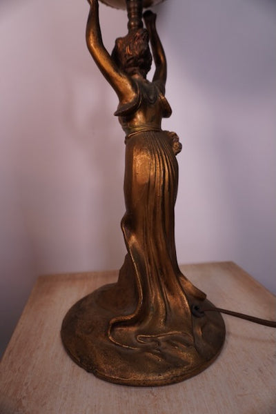 Spelter (Zinc) Art Nouveau Boudoir Table/Pedestal Lamp 1915-1920 L771
