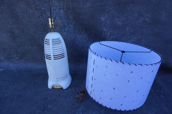 Mitchell Lumitone Streamline Bakelite Radio Table Lamp, 1941 with Custom Shade 1940s L779