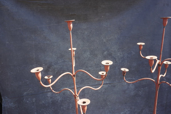 Pair of Spanish Colonial Standing Wrought Iron Candelabra L831