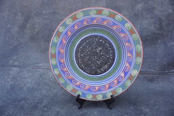 Mayan Calendar Mexican Pottery Decorative Plate c.1940 M1943