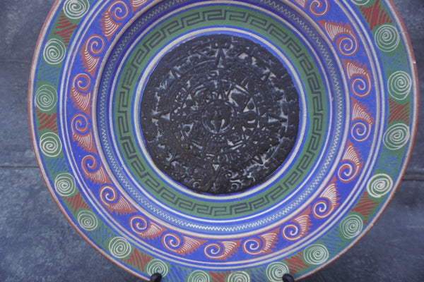 Mayan Calendar Mexican Pottery Decorative Plate c.1940 M1943
